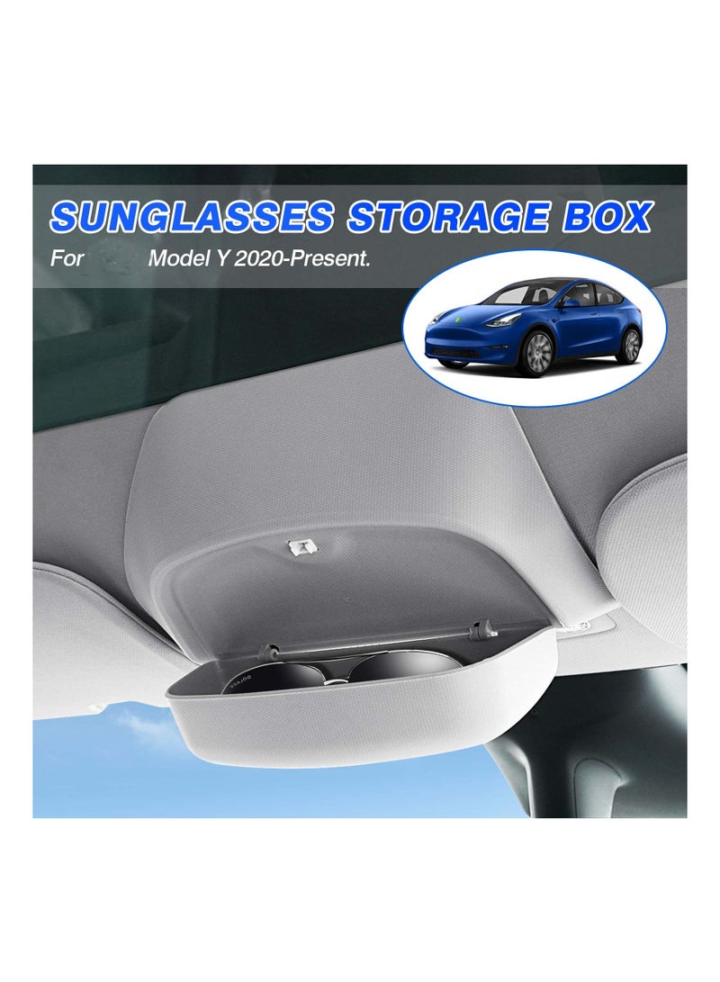 SOLARAE Sunglasses Holder, Compatible with Tesla Model Y 2020-2023 Accessories Glasses Case Car Interior Eyeglasses Protective Storage Box Organizer Mount on Roof ABS Material, Press-type Design(1 Pack) - Image 3