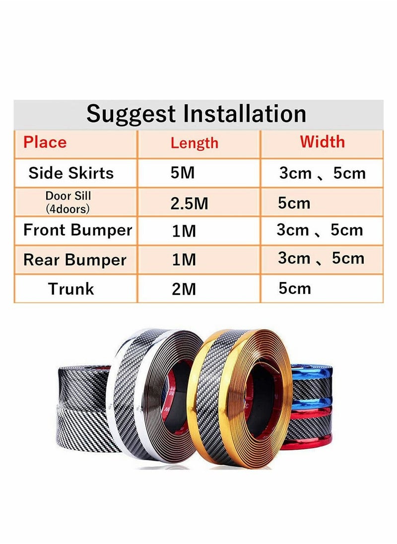 Excefore Car Door Entry Guards Protector, Universal Carbon Fibre Flexible Self-Adhesive Car Door Sill Sticker for Car SUV Truck Door Entry Guards [5×300cm / 2×118"(W×L), Silver]  - Image 3