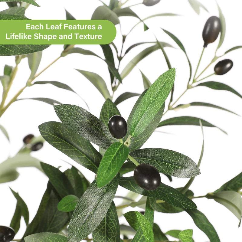 FEELEAD 7ft Olive Trees Artificial Indoor - Tall Faux Olive Tree 7 feet (84") with Pot, Fake Plants Natural Olive Branches and Realistic Leaves Olive Silk Tree for Home Office Decor - Image 3