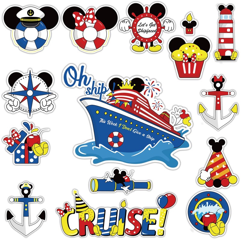 Fprl 15pcs Mouse Magnetic Stickers for Cruise Door Decorations - Waterproof Cruise Ship Cabin, Refrigerator & Car Door Magnets, Cute Holiday Carnival Cruise Ship Party Supplies Decals - Image 1