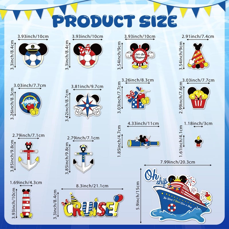 Fprl 15pcs Mouse Magnetic Stickers for Cruise Door Decorations - Waterproof Cruise Ship Cabin, Refrigerator & Car Door Magnets, Cute Holiday Carnival Cruise Ship Party Supplies Decals - Image 2