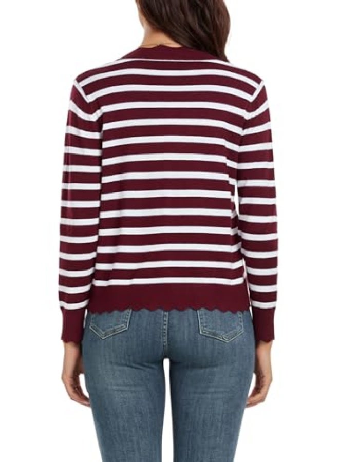 NIBEMINENT Women's Long Sleeve V-Neck Button Down Cardigan Knit Shrugs Sweater - Image 5