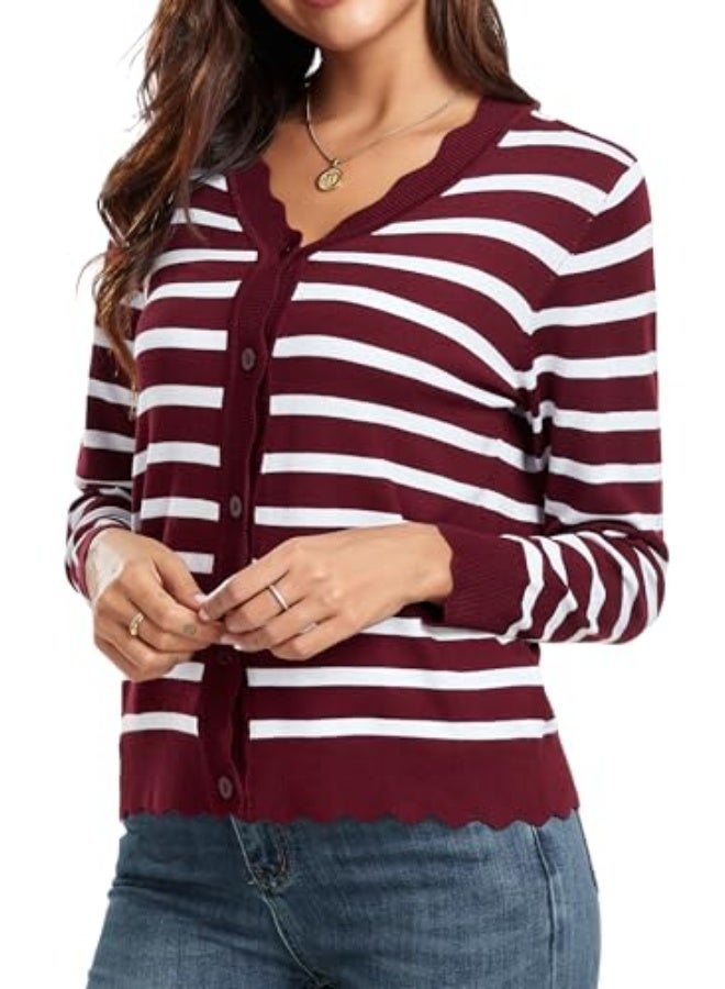 NIBEMINENT Women's Long Sleeve V-Neck Button Down Cardigan Knit Shrugs Sweater - Image 2