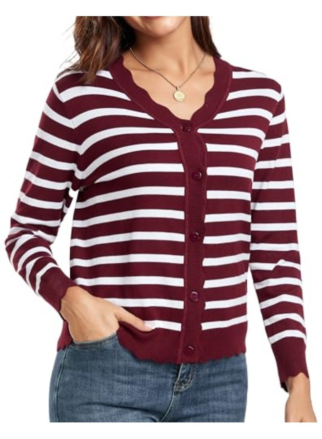 NIBEMINENT Women's Long Sleeve V-Neck Button Down Cardigan Knit Shrugs Sweater - Image 3