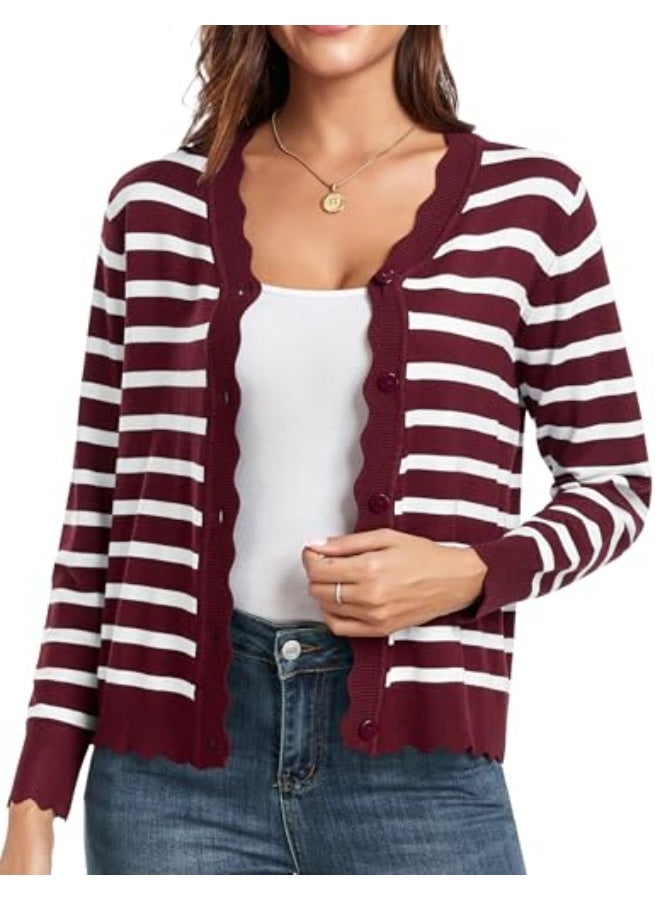 NIBEMINENT Women's Long Sleeve V-Neck Button Down Cardigan Knit Shrugs Sweater - Image 1