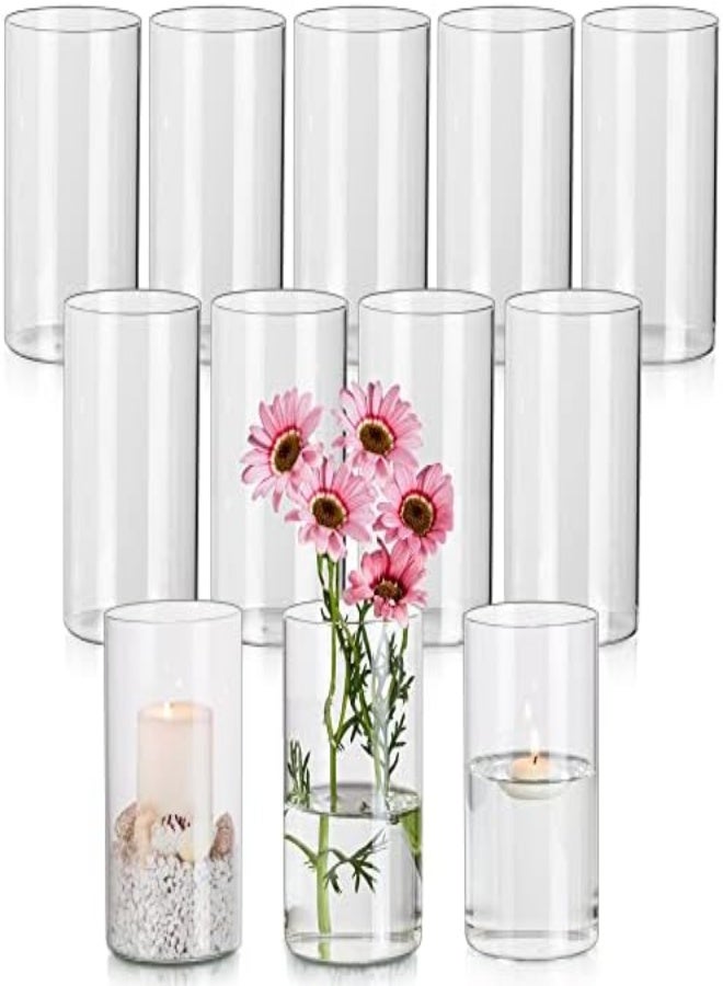 AKDC Hewory Cylinder Vase Glass Pack Of 12 Flower Vases, 15 Cm Modern Vases Set, Glass Vase, Decorative Vases, Tulip Vases, Lantern Glass Candle Holder For Pillar Candles, Floating Candles For Wedding - Image 4