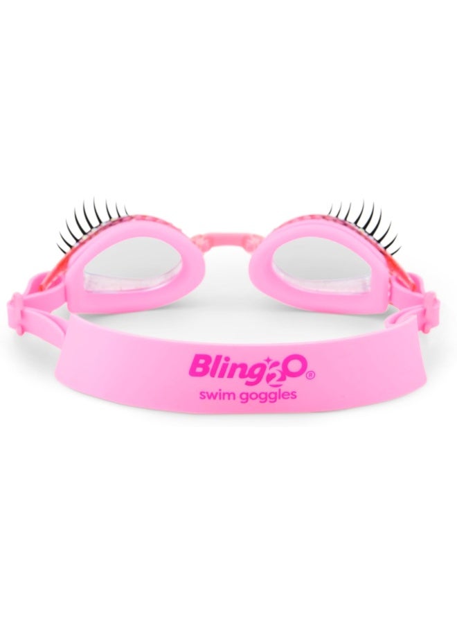 Bling 2O نظارات سباحة بلينغ 2O باودر باف بلمسة وردية للأطفال، حماية من الأشعة فوق البنفسجية، مضادة للضباب، علبة حماية صلبة، للأعمار من 3 سنوات فما فوق - Image 3