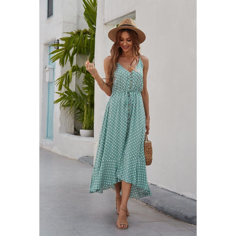 BROVAVE Casual Summer Dresses for Women: Maintenance-Free Anti-Wrinkle Level 4.5-2026 Spaghetti Sundress for Travel Beach Navy Blue - Image 5
