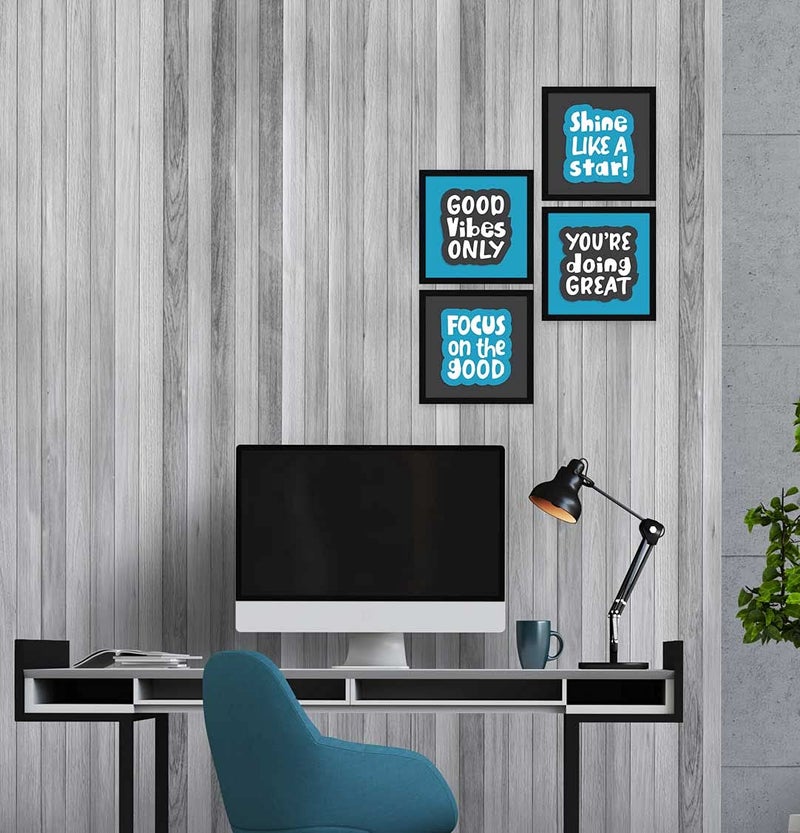 ArtX Paper Motivational Quotes Good Vibes Only Wall Art Painting Framed Paintings For Home Office Decor 20 X 20 inches 100 X 100 each Multicolor Posters With Frame Set of 4 - Image 4