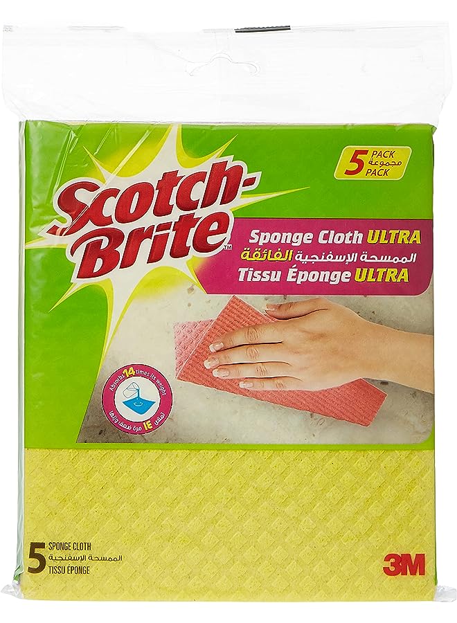 PROMASS Multi-Purpose Sponge Cloth ULTRA, durable yet flexible kitchen sponge that quickly and easily soaks up any liquid, 5 units/pack  - Image 1