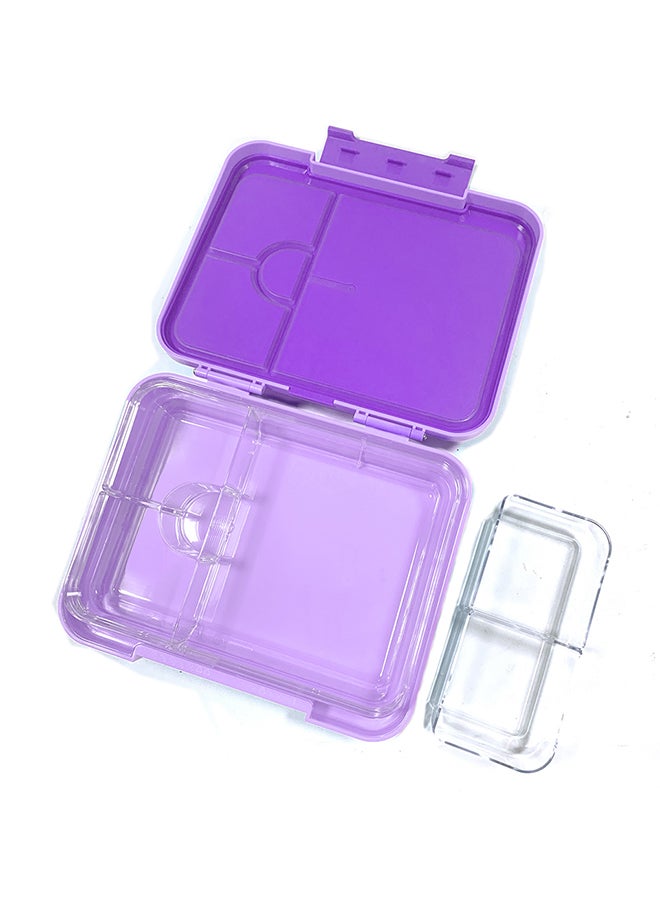 Eazy Kids Eazy Kids 6 & 4 Convertible Bento Lunch Box with Lunch Bag and Spoon Fork Set - Glitter Purple - Image 4
