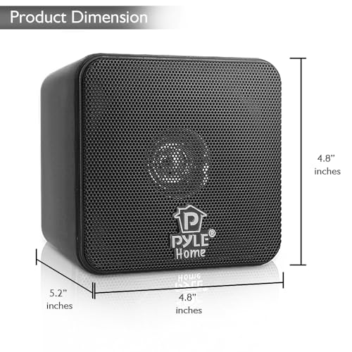 Pyle Home 4” Mini Cube Bookshelf Speakers-Paper Cone Driver, 200 Watt Power, 8 Ohm Impedance, Video Shielding, Home Theater Application and Audio Stereo Surround Sound System - 1 Pair -PCB4BK (Black) - Image 3