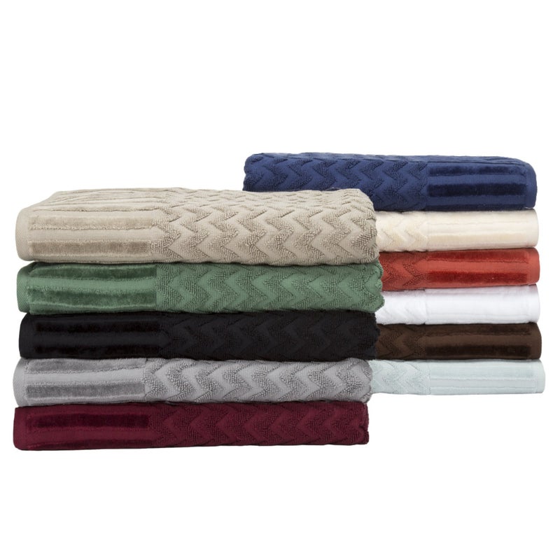 Lavish Home 6-Piece Cotton Deluxe Plush Bath Towel Set â€“ Chevron Pattern Plush Sculpted Spa Luxury Decorative Body, Hand and Face Towels (Burgundy) , 27"x54"x0.25" - Image 5