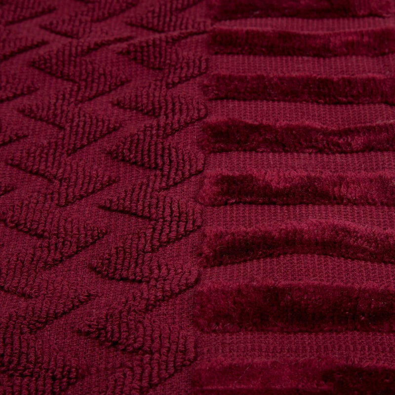 Lavish Home 6-Piece Cotton Deluxe Plush Bath Towel Set â€“ Chevron Pattern Plush Sculpted Spa Luxury Decorative Body, Hand and Face Towels (Burgundy) , 27"x54"x0.25" - Image 3