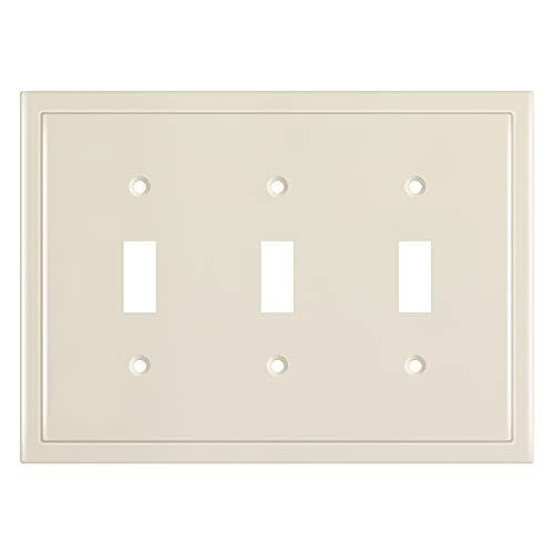 Henne Bery Modern Edge Decorative Wall Plate Switch Plate Outlet Cover, Durable Solid Zinc Alloy (Triple Toggle, Light Almond) - Image 5