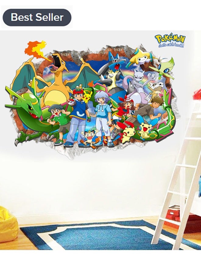 Pokemon ملصقات جدارية مقاومة للماء من Pokémon لتزيين خلفية غرفة المعيشة وديكور غرفة الأطفال وورق حائط قابل للإزالة مقاس 50 × 70 سم  - Image 1