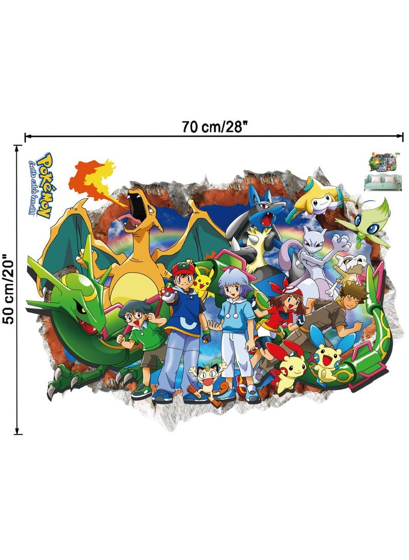 Pokemon ملصقات جدارية مقاومة للماء من Pokémon لتزيين خلفية غرفة المعيشة وديكور غرفة الأطفال وورق حائط قابل للإزالة مقاس 50 × 70 سم  - Image 5