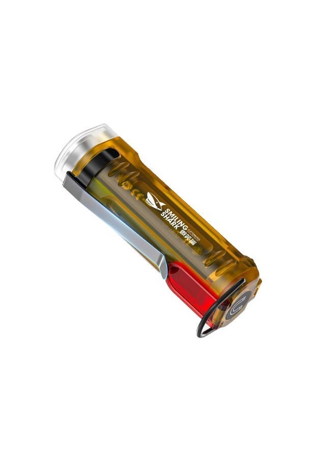 SMILING SHARK Mini Flashlight Keychain LED Torch with 8 Modes, COB Side Light, Laser, Red Warning Light, Type-C Rechargeable, Waterproof, Portable for Outdoor & Emergency Use - Image 1