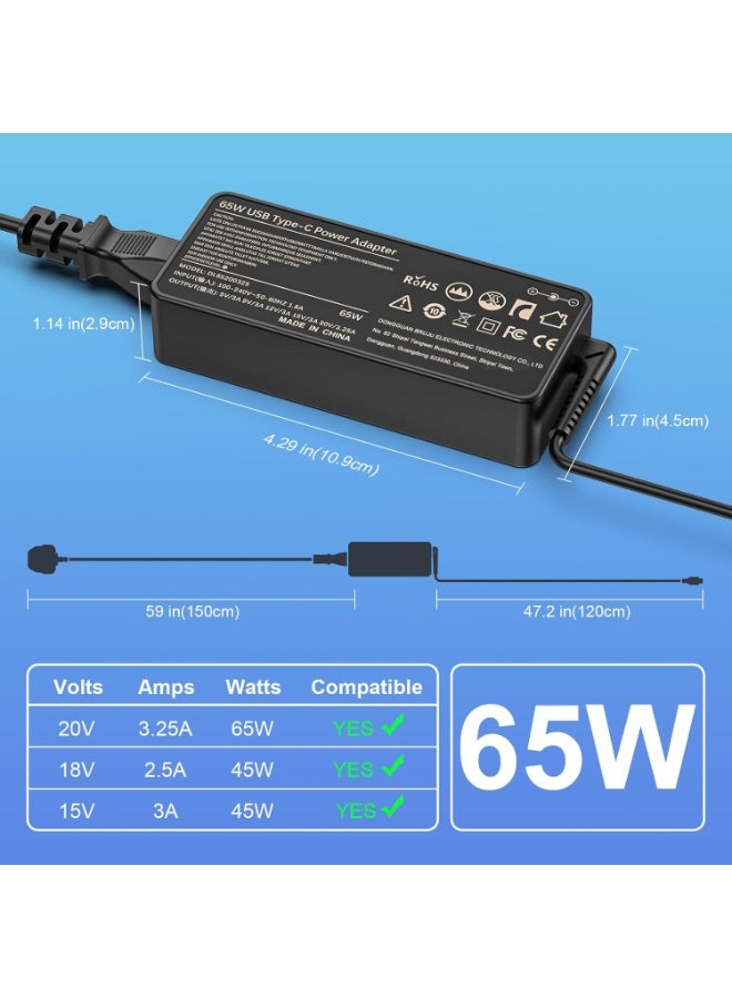 WAEKIL 65W USB C Laptop Charger, Universal Type C Fast Charger Compatible with Chromebook, Lenovo ThinkPad, HP Dell ASUS Acer Samsung Laptops, 2025 Upgrade Smart Power Adapter - Image 4