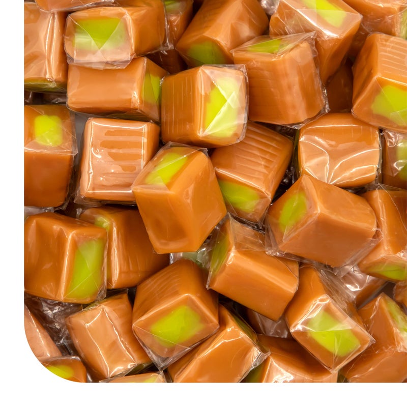 CRAZYOUTLET Caramel Cubes Candy 2 Pound Pack 150 Count Green Apple Filling Individually Wrapped - Image 2