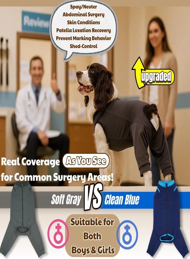 T'CHAQUE Dog Surgery Suit for Dogs After Surgery, Dog Onesie for Spay Surgery Female, Anti Licking Rear Leg Sleeve,Bodysuit for Abdominal Wounds Skin Disease,Substitute E-Collar & Cone,Navy Blue,M - Image 3