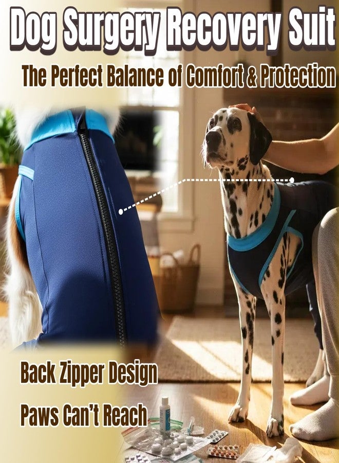 T'CHAQUE Dog Surgery Suit for Dogs After Surgery, Dog Onesie for Spay Surgery Female, Anti Licking Rear Leg Sleeve,Bodysuit for Abdominal Wounds Skin Disease,Substitute E-Collar & Cone,Navy Blue,M - Image 2