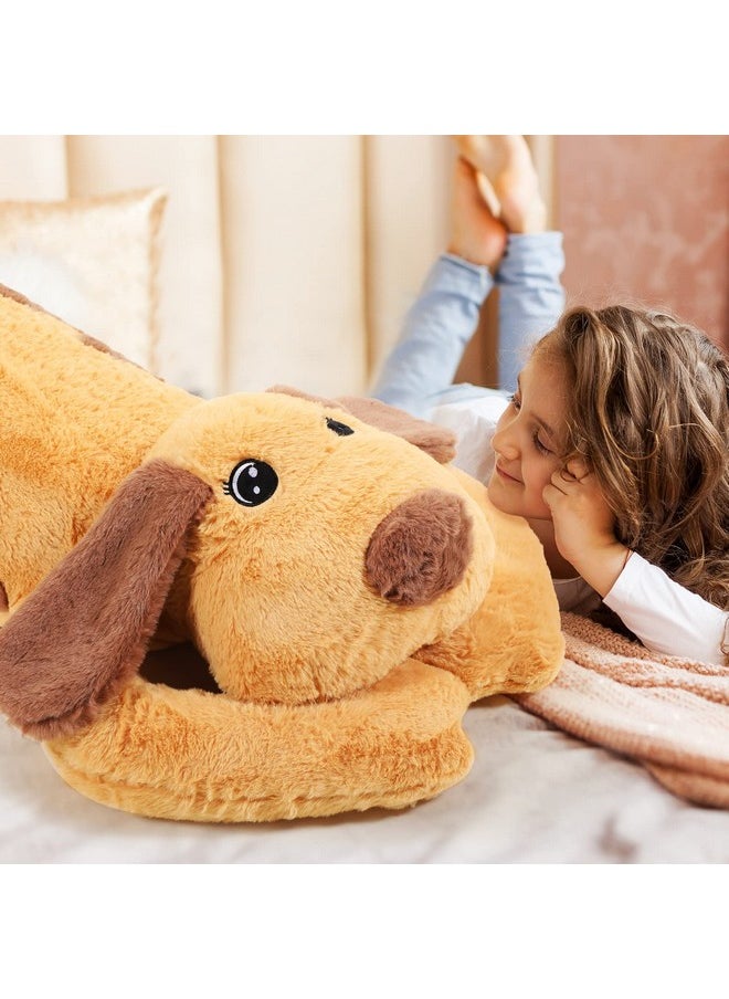 Queekay - Long Shiba Inu Dog Plush Body Pillow Giant Stuffed Animals Cute Puppy Dog Soft Large Sleeping Plushies Stuffed Dog Hugging Pillow Gift For Kids Girlfriend Birthdayvalentine (Brown43.3 Inch) - Image 1