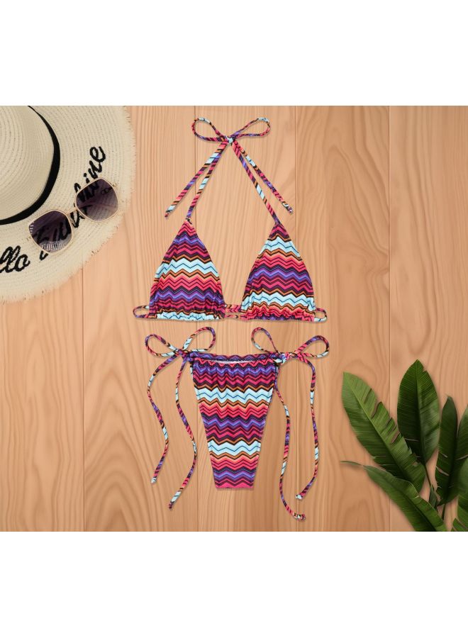 European And American New Style Bikini Three-piece Floral Lace-up Water Sports Swimsuit Set For Women