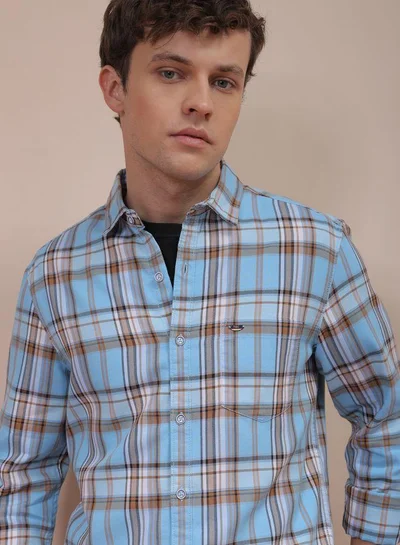 شركة المرآب الهندية Men Slim Fit Checkered Full Sleeves Cutaway Collar Casual Shirt