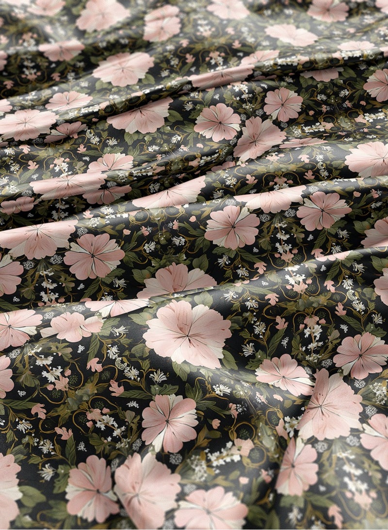 Vellato Al Lail Aramny Silk Fabric By The Yard With Pink Green Floral Design Jalabiya Makhweer Dressmaking 58 Inches Width - Image 3