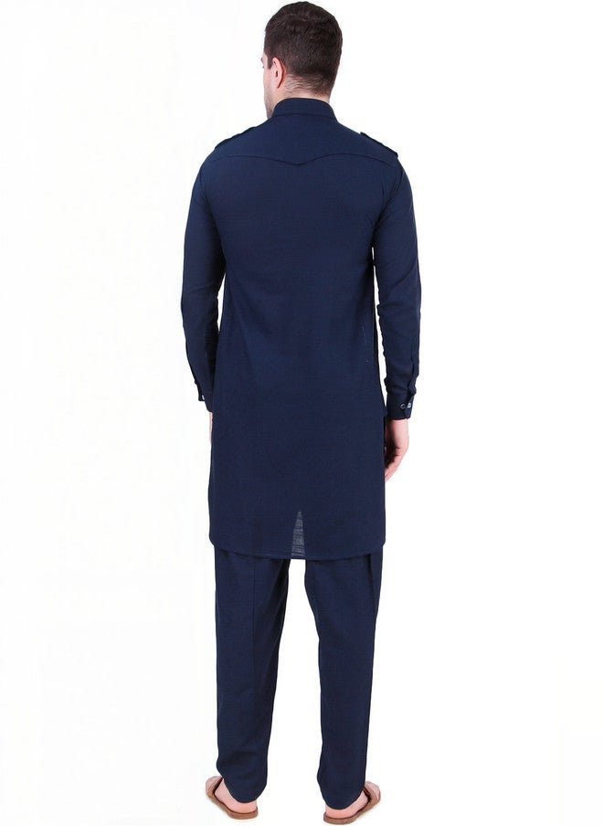 PREEN Adults-Men Blue Kurta Sets - Image 5