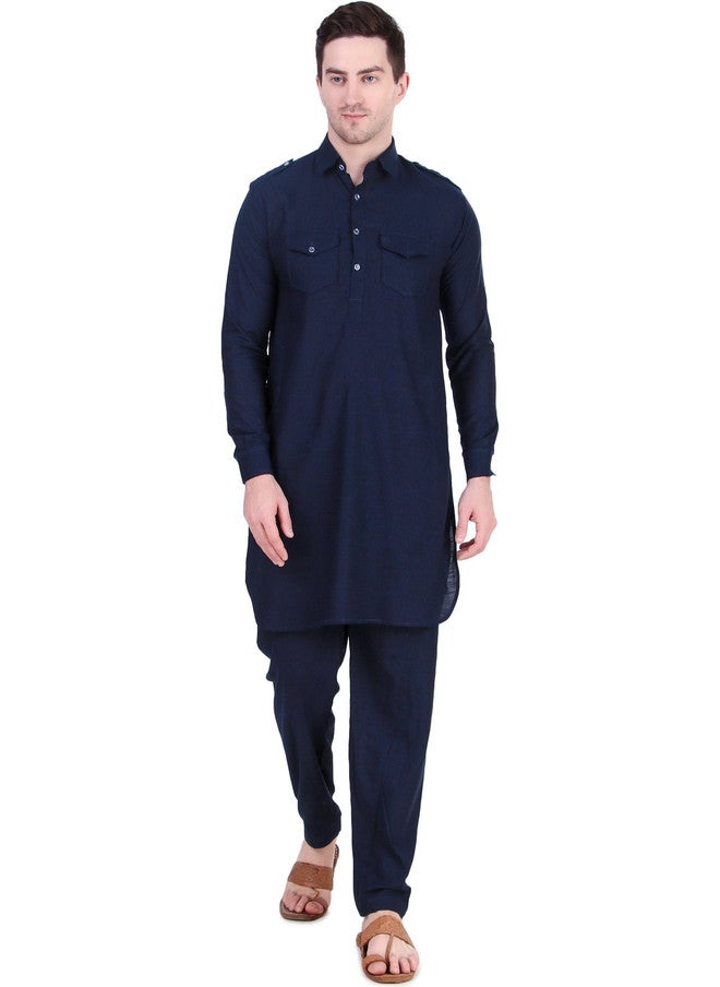 PREEN Adults-Men Blue Kurta Sets - Image 1