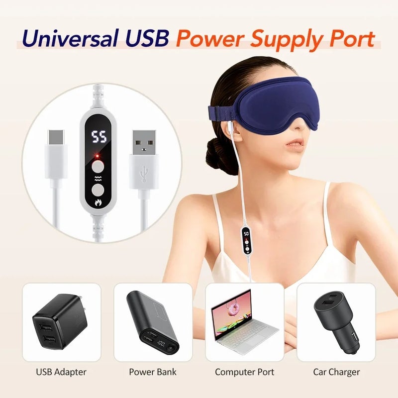 HailiCare Heated Eye Massager Steam Mask 3D Vibration Hot Compress Timer Light Blocking Sleep Spa Relieve Fatigue Dark Circles Eye Care - Image 5