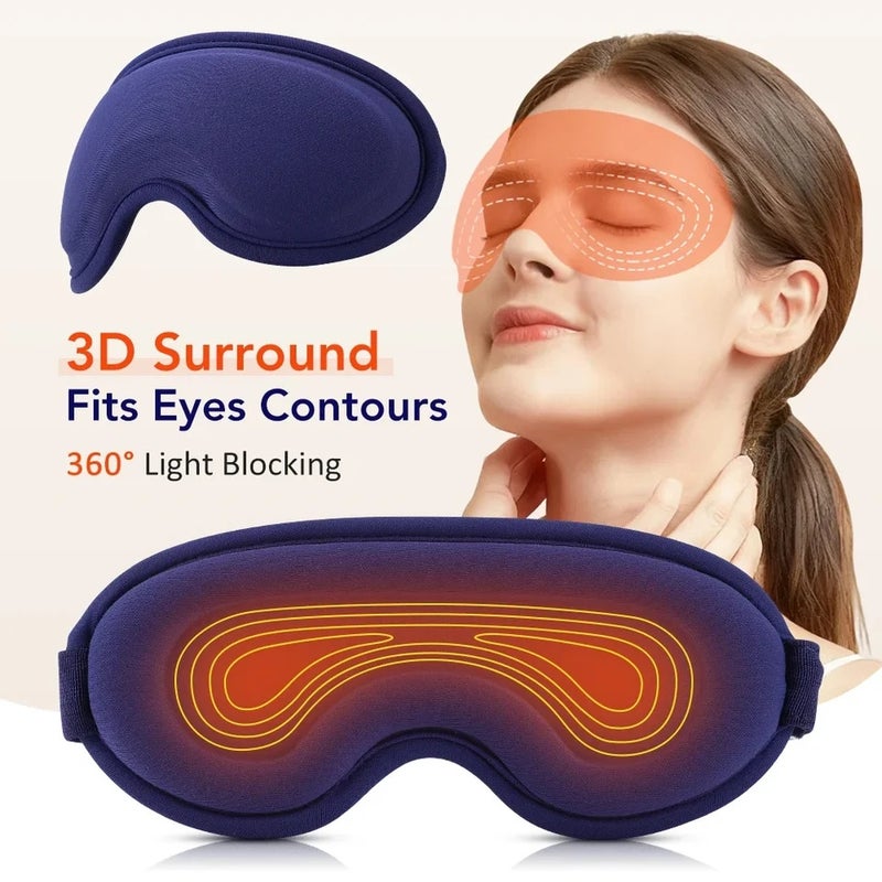 HailiCare Heated Eye Massager Steam Mask 3D Vibration Hot Compress Timer Light Blocking Sleep Spa Relieve Fatigue Dark Circles Eye Care - Image 1
