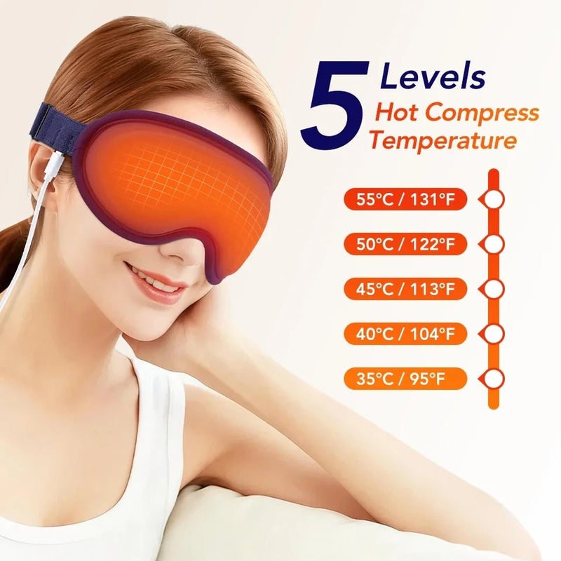 HailiCare Heated Eye Massager Steam Mask 3D Vibration Hot Compress Timer Light Blocking Sleep Spa Relieve Fatigue Dark Circles Eye Care - Image 3