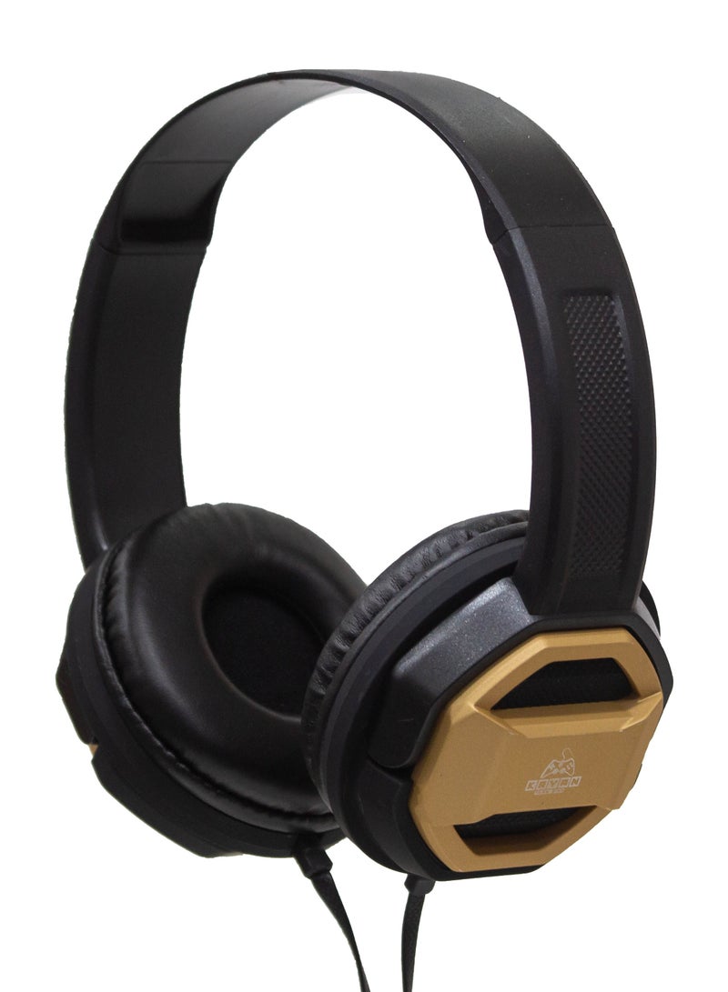 كايان سماعات كايان KN-802 ستيريو هاي فاي مع صوت جهير إضافي - سماعة رأس سلكية فوق الأذن مع موصل 3.5 مم، صوت عالي الدقة، حزام رأس مريح، وتصميم قابل للطي - أسود / ذهبي - Image 3