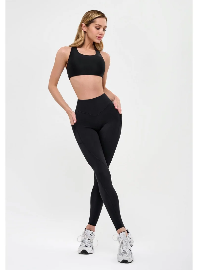 Bona Fide Bona Tights Black Classic Unique Design Lifting High Waist Tummy Control Gym Leggings for Women for Women | Best Price UAE