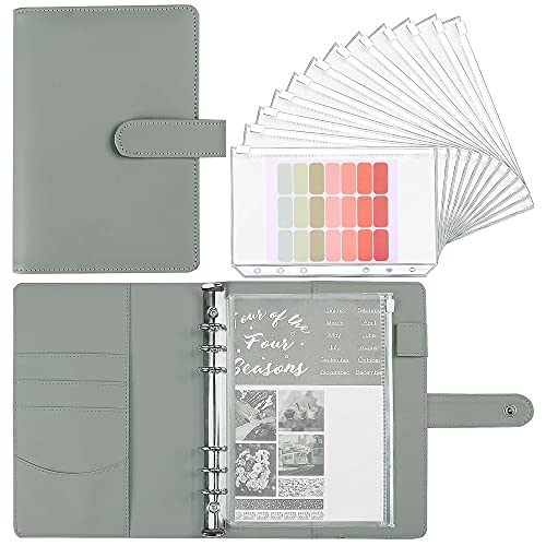 LXWHYP Money Saving Binder, Savings Challenges Book with for Cash Envelopes, 12pcs Zipper Envelopes A5 Budget Binder, Budget Planner for Managing Budgets and Saving Money -(Gray-9.2IN) - Image 1