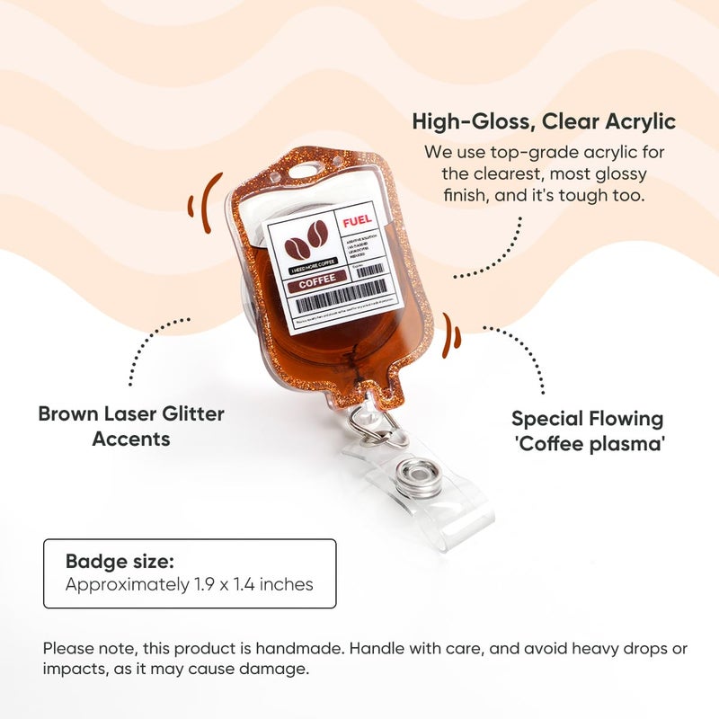 YOPPIX Liquid Coffee Badge Reel, Shaker Retractable Badge Reel for Nurses, Doctors, Teachers & Medical Office - Image 4
