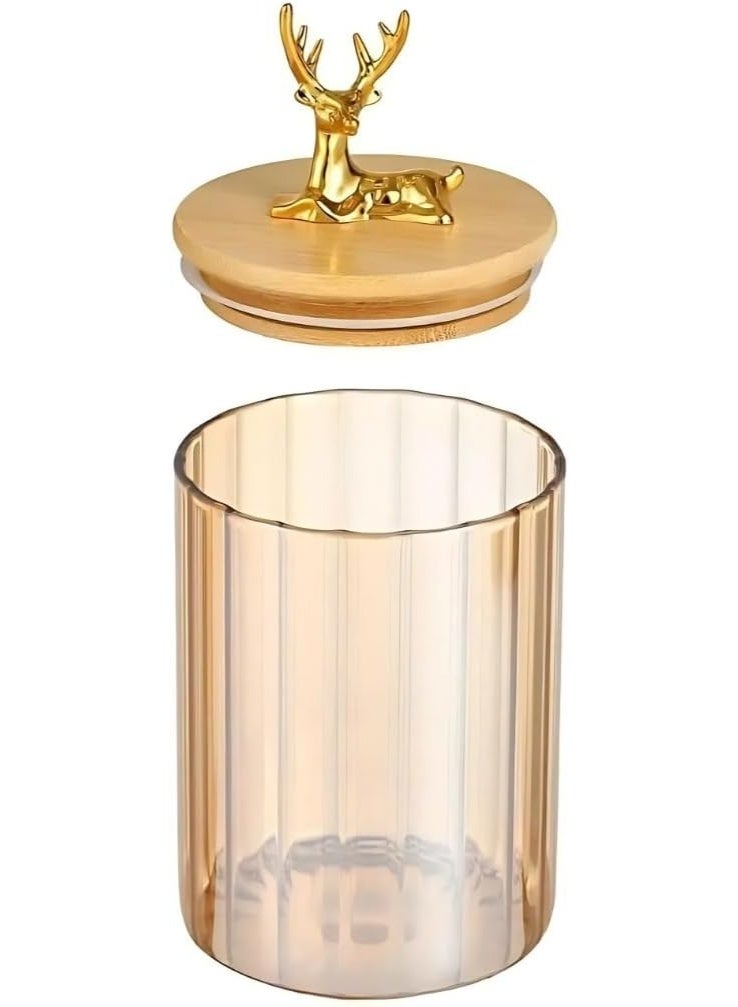 400ml Glass Storage Jar with Bamboo Deer-Design Lid – Airtight Food Canister for Honey, Sugar, Tea, Nuts, Dried Fruits, Snacks & Dry Goods – Stylish Decorative Kitchen and Home Container - Image 2