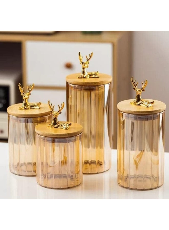 400ml Glass Storage Jar with Bamboo Deer-Design Lid – Airtight Food Canister for Honey, Sugar, Tea, Nuts, Dried Fruits, Snacks & Dry Goods – Stylish Decorative Kitchen and Home Container - Image 3