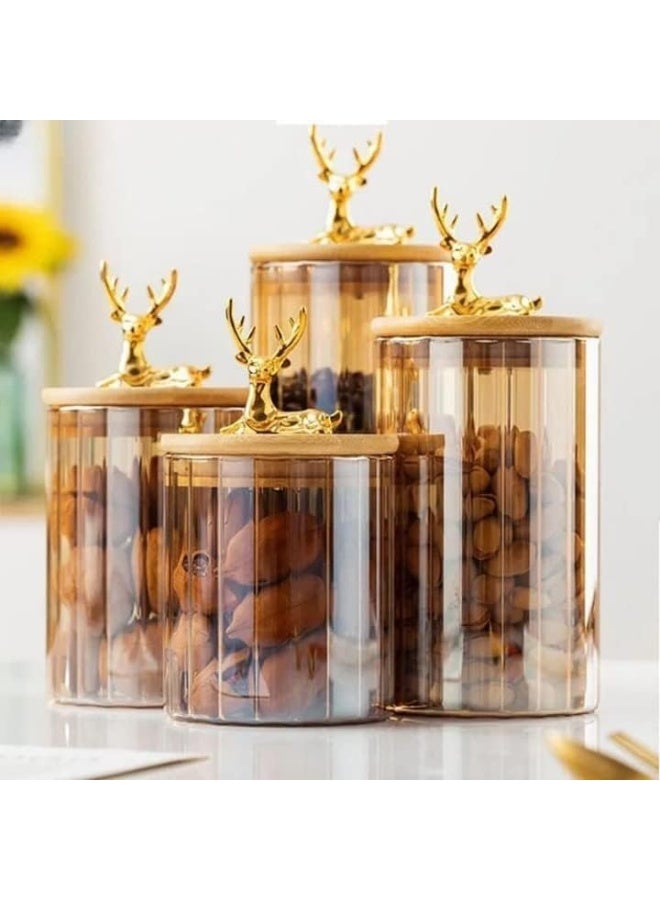 400ml Glass Storage Jar with Bamboo Deer-Design Lid – Airtight Food Canister for Honey, Sugar, Tea, Nuts, Dried Fruits, Snacks & Dry Goods – Stylish Decorative Kitchen and Home Container - Image 5