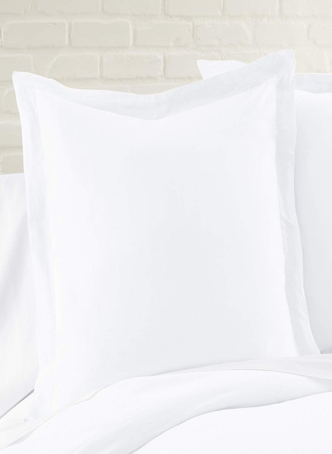 ليفتيكس هوم ليف تكس هوم - كتان 100% - غطاء وسادة أوروبي - كتان مغسول - أبيض - مقاس غطاء الوسادة (26 × 26 بوصة)، بدون حشوة - Image 1