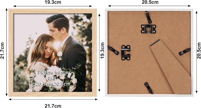 جيفت جاردن، إطار صور، 20 × 20 سم، بلون ��شب طبيعي، إطار حائط أو طاولة PVC، ديكور منزلي، قطعة واحدة - Image 2