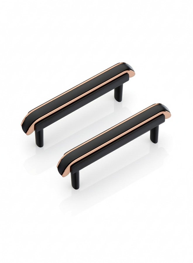 LAPO 3 Piece 4 Inch Drawer Handle for Kitchen Cabinets, Cupboards, Drawers - Black Rose Gold Finish Pull Handle for Modern Furniture (Pack of 3) - Image 1