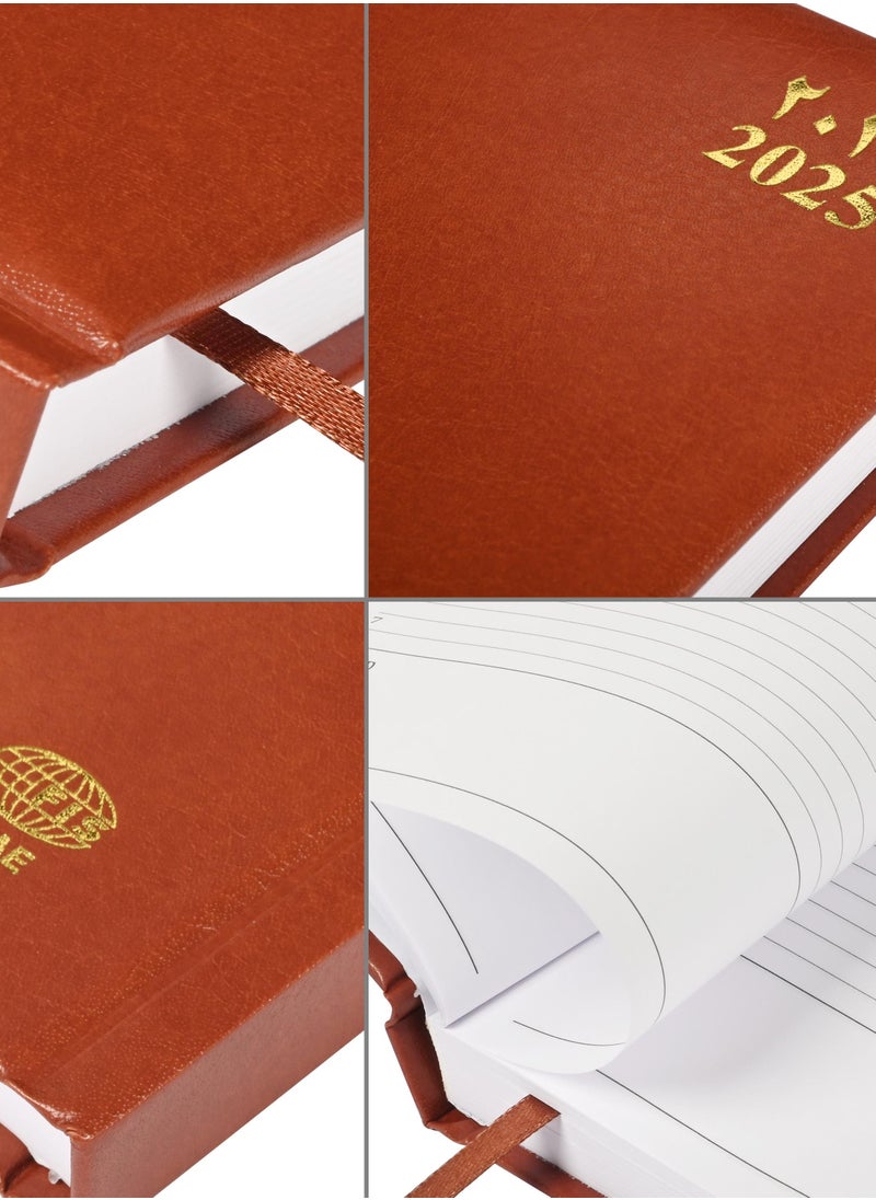 FIS Fis 2025 A5 Diary,Gold Corenrs, (Arabic/English) Vinyl 1Side Padded Brown -FSDI22AE25BR  - Image 3