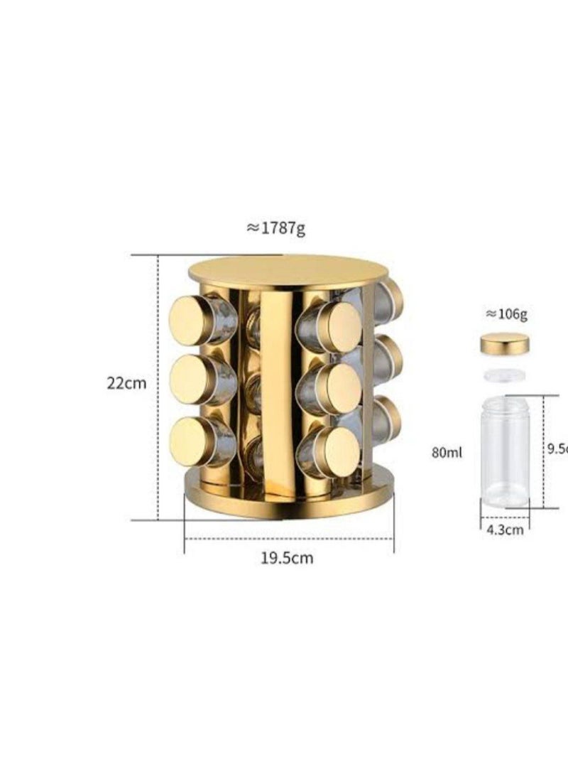 Generic - Very practical and chic spices ♥️💫 ✨ Equipped with mirrors and LED lighting in 3 different colors to create a calm atmosphere in your kitchen ✨ Glass jars to preserve the quality of spices for as long as possible, the jar is in the shape of a salt shaker as shown in the pictures ✨ The set is on a 360 rotating stand 12 pieces - Image 1