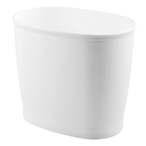 iDesign Slim Plastic Bathroom Trash Can Small Garbage Bin for Bedroom Office Desk Dorm White - Image 1