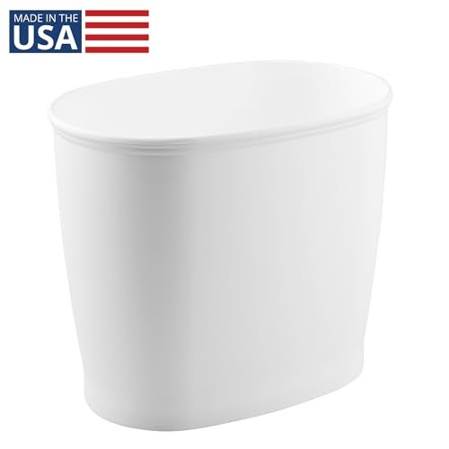 iDesign Slim Plastic Bathroom Trash Can Small Garbage Bin for Bedroom Office Desk Dorm White - Image 3
