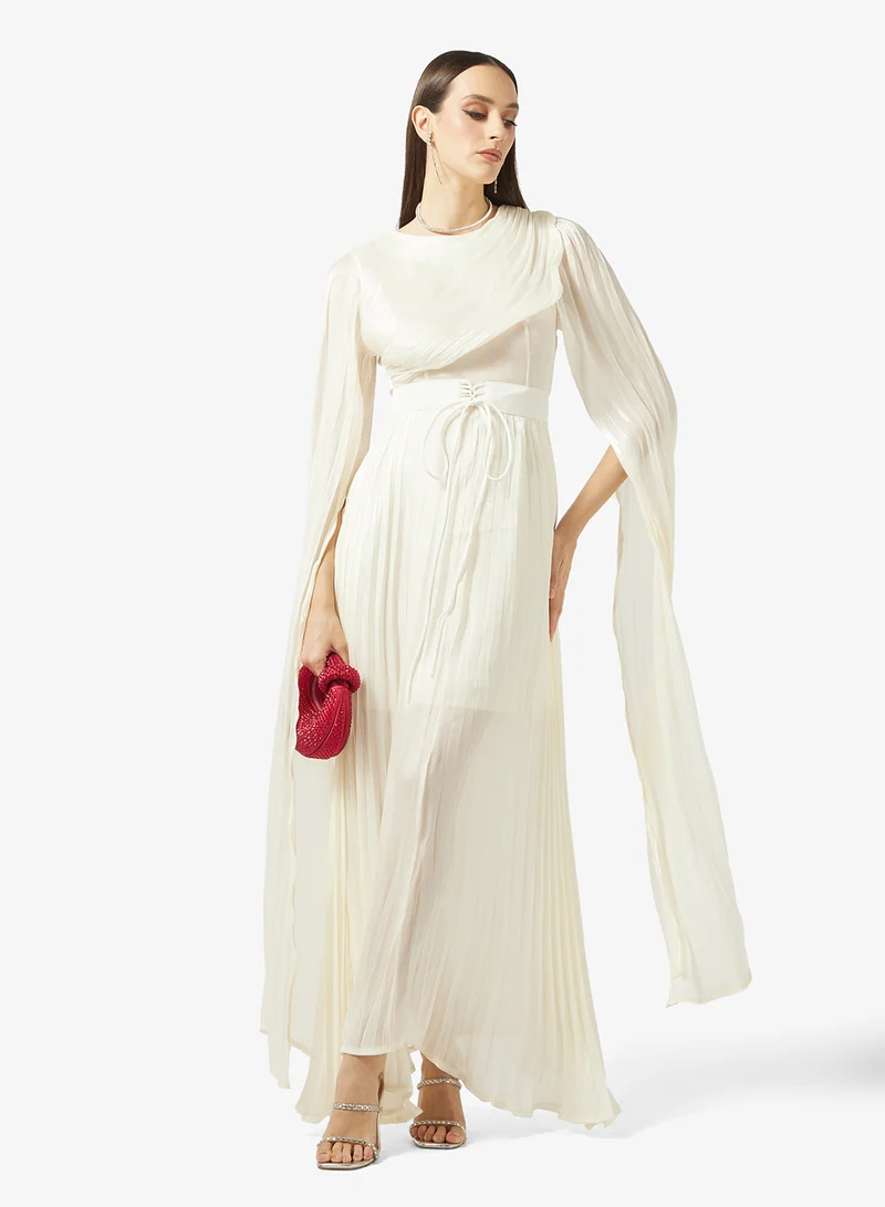 Khizana  Drapped Pleated Dress With Exaggerated Sleeves for Women | Best Price UAE